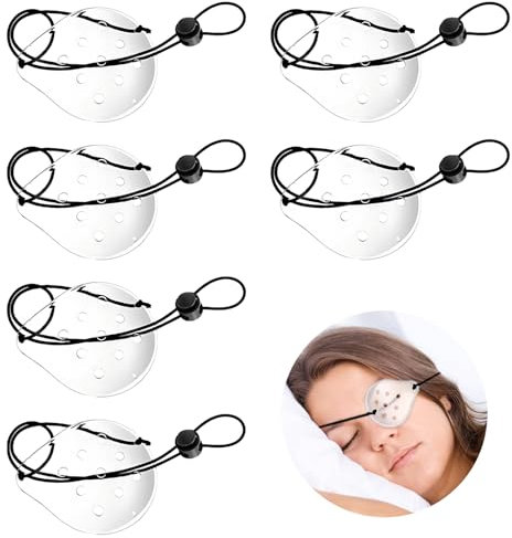 6 Pièces Masque oculaire Transparent, Protection des Yeux Poreux en Plastique avec Corde Réglable, Respirant Masque Oculaire pour Hommes et Femmes, Protéger Vos Yeux