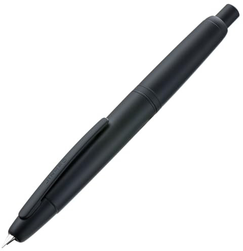 Jinhao 10 Series Press Fountain Pen Matte Black Retractable Extra Fine Nib with Ink Converter and Metal Pen Box Set (Black Clip Version)