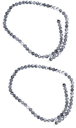 Lurrose Runde Malachitperlen Schwarz Und Weiß Für Schmuckherstellungsanhänger Diy Zubehör Stränge Lose Perlen Für Bastelbedarf