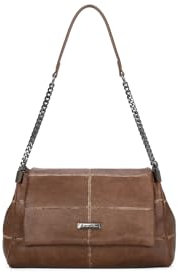 QUEEN HELENA Borsa Media a Spalla Rigida con Tracolla a Catena Casual Elegante Donna M2011 (Marrone)
