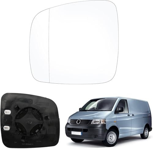YedZen Spiegelglas Ersatz für VW T5 Caddy, Heizbar Links Fahrerseite Außenspiegel für VW Transporter T5 2003-2009 & Caddy 2004-2015, 7H0857521 7H0857522