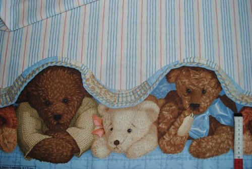 alles-meine.de GmbH 1 m * 1,10 m Stoff Patchwork 100% Baumwolle Teddy Bär Teddybär gestreift - Teddystoff Patchworkstoff für Decke