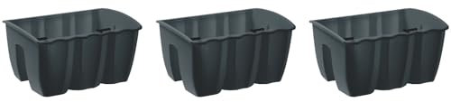 Stolmet Crown Balcony Rail Planter Set of 3 – Hanging Flower Pots for Balcony Railings, UV-Resistant Plastic, 3 Sizes: 7L, 12L, 18L - Available in White, Terracotta, Anthracite (Anthracite, 12 Litres)