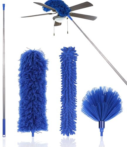 Bixury 4 Piezas Plumero Atrapapolvo Plumero Atrapapolvo Microfibra Duster Limpieza Plumero Telescopico Extensible Plumero Telescopico Extensible 280 cm para Limpieza Techo Telarañas Ventiladores