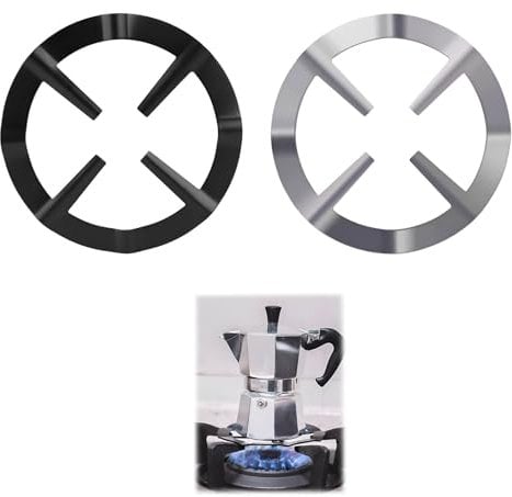Watlikeup Cast Iron Trivet, 2 Pack (Black, White), 13.3cm, Round, Non-Slip Gas Ring Reducer for Coffee Pot, Espresso Maker, Moka Pot, Pan, Kettle
