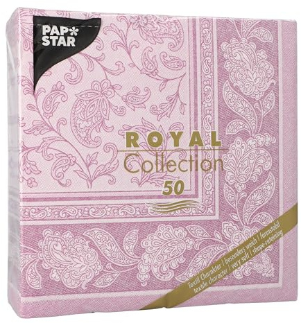 50 Servietten 'ROYAL Collection' 1/4-Falz 40 cm x 40 cm lila 'Ornaments'