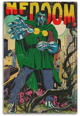 ZHAOART Mf Doom Poster, Rapper, Hip-Hop-Poster für Zimmer, ästhetisches, dekoratives Gemälde, Leinwand, Wandkunst, Wohnheim, Bürodekoration, Geschenk, 30 x 45 cm, ungerahmter Stil