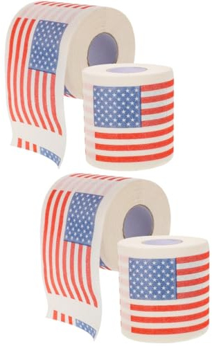 Healvian 4rollos Papel Higiénico Decorativo Estampado De Bandera Americana para Baños Papel y