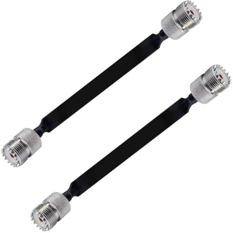 Ronlok Confezione da 2 cavi coassiali RF da 40 cm, piatto, SO239 da presa UHF a presa UHF, 50 Ohm
