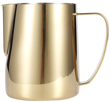 Kaffeekrug Edelstahl Milch Schaum Tasse Multifunktion Latte Art Pitcher Accessoire für Home Coffee Shop Gold (600 ml)