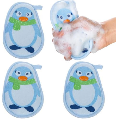 Glixoft 4 Stück Pinguin-duschwäscher, Cartoon-badeschwämme, Bezauberndes Badewerkzeug, Duschzubehör, Unverzichtbar Für Zuhause Und Reisen