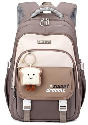 Harsever Schulrucksack Teenager Schulranzen für Mädchen (Khaki)