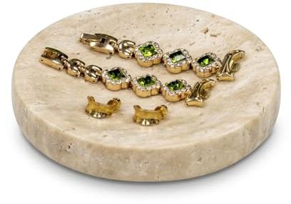 HAMAKAWA Schmuckschale Marmor, Beige Schlüsselschale 11, 5cm | Deko Schale Naturstein, Ringablage, Schmuckablage, Small Jewelry Dish für Zimmer Deko