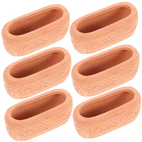Cabilock 6 Mini Macetas De Cerámica Roja para Plantas Pequeñas Macetas Rectangulares De Terracota para Interiores De Cerámica