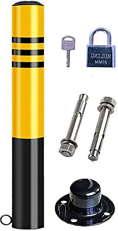 Barriera di parcheggio Paletto rimovibile for segnaletica in metallo for parcheggio in garage, dissuasore di sicurezza in acciaio(600x76mm)