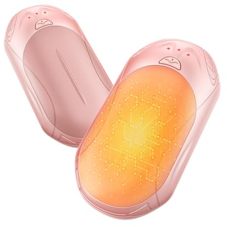 BOSONER Handwärmer Elektrisch Taschenwärmer Wiederaufladbar: 2er-Set 6000mAh Elektrischer Handwärmer Aufladbar Tragbare USB Heizung - Geschenk für Frauen Männer (Rosarot, Eine Größe)