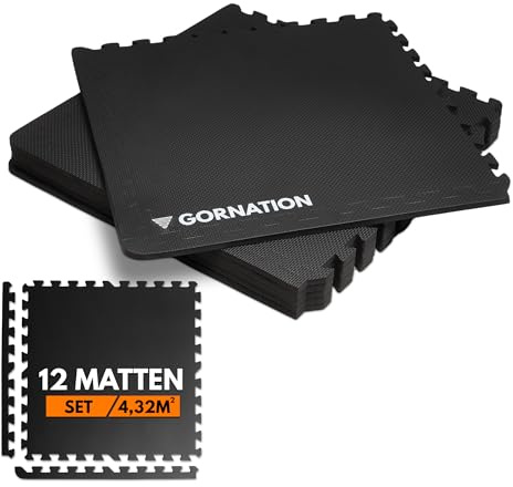 GORNATION Bodenschutzmatte Fitness, rutschfeste Schutzmatte für Fitnessgeräte, Bodenschutzmatte Puzzle-Design, Gym Bodenmatten, Gummimatte für Fitnessraum, für Home Gym und Outdoor