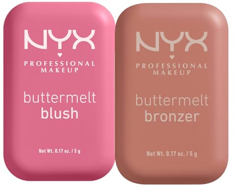 NYX Professional Makeup Buttermelt Bronzer Puder verleiht einen natürlichen gebräunten Look 03 Deserve Butta 5 g + Buttermelt Blush Pulver für frischen und gefärbten Teint 5g - 2er Set
