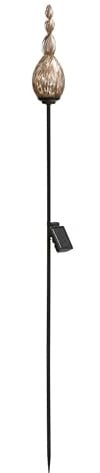 Dehner Solar-Stab Sira, Gartenleuchte mit warmweißem Licht, IP44, Höhe 113 cm, Ø 8 cm, Metall/Glas/Kunststoff, Bronze