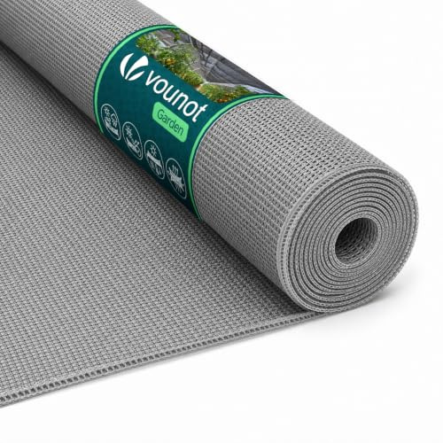 VOUNOT® Rete Ombreggiante per Serra 90 g/m² in HDPE, Rete Parasole Giardino e Orto, Piante Telo Ombreggiante Resistente ai Raggi UV per Tunnel e Pollaio, Facile da Installare, 1,8x20 m, Grigio