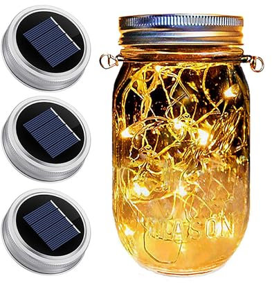 Dracarys 3 Pack Mason Jar Solar Lights Lids, Solar Fairy LED Lights (NO Jars&Hanger), Festival Garden Shed Windows Party Decor Lanterns String Outdoor