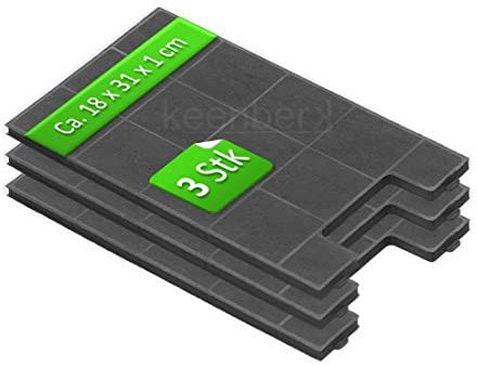 Keenberk - Aktivfilter für Amica KF 17149 - Kohlefilter für KH 17178, 17179 E - Zubehör für Dunstabzugshauben - Schwarz - Super-Sparset mit 3 Stück