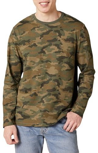 Amazon Essentials Men's Regular-Fit Long-Sleeve T-Shirt, Green Camo, L