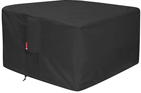 Housse carrée pour foyer à gaz – Tissu robuste avec revêtement en PVC – 100 % imperméable – Convient pour foyer de 83,8 cm, 86,4 cm, 88,9 cm, 91,4 cm (l x L x L) – Noir
