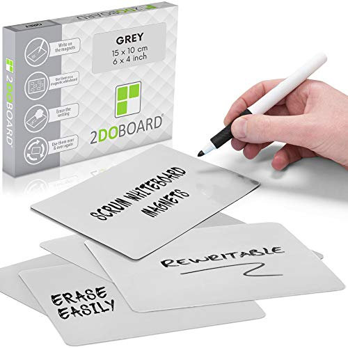 2DOBOARD Beschreibbare Magnete 15 x 10 cm für Kanban Board oder Scrum Tafel - 25 Stück - Grau - Scrum Karten für Whiteboard - Magnete zum beschriften - Magnetic Notes - Kanban Karten (Grau)
