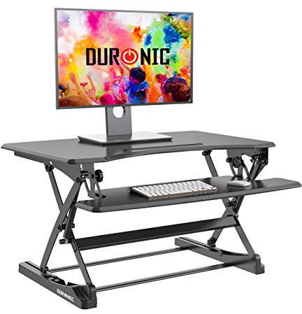 Duronic Standing Desk Converter DM05D18 Adjustable Sit Stand Desks Workstation Wood Height Adjusting Sitting Riser for Office Table PC Laptops Computer Monitor Screen Keyboard and Mouse (DM05D23)