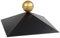 SunnyDeals Pavillon-Haube | Pavillondach 4-eckig | schwarz glänzende Pulverbeschichtung | Messingkugel | edle Optik | Firsthaube | Kantenlänge 34,5 cm