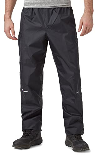 Berghaus Men's Stormcloud Waterproof Overtrousers with Snap Release Leg Openings, Waterproof Walking Trousers, Outdoors Clothing, Black, 38W Short