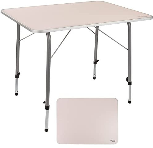 AKTIVE Mesa plegable camping, Mesa altura regulable, Mesa camping, 80x60x50-69 cm, estructura aluminio, Ø22 mm, color malva, Mesa ligera, Mesa auxiliar (52868)