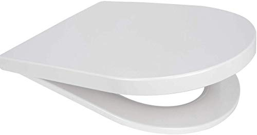 Middle D Shape Toilet Seat Soft Close Quick Release Top or Bottom Fix 360 x 449 (White)