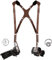Coiro Camera Accessories Slim Dual Harness Two Cameras - Shoulder Leather Strap - Multi Gear Double Camera Accessories DSLR/SLR Proin Style Strap (Brown)