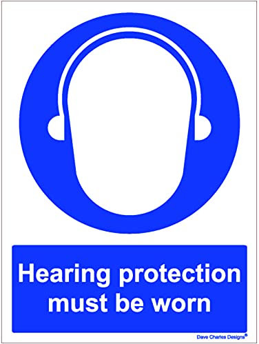 Hearing Ear Protection Must be Worn Sign - Self Adhesive Vinyl Sticker A5 150mm x 200mm The clearest Health and safety signs