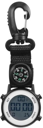 Gatuida Pocket Watch Digital FOB: Carabiner Watches for Backpack Mini Quartz Compass Clip-on Watch for Hiking Climbing Outdoor Travel Activities
