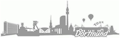 Samunshi® Dortmund Skyline Aufkleber Sticker Autoaufkleber City Gedruckt - 15x4,7cm grau
