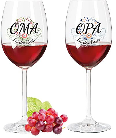 Leonardo Weingläser mit UV-Druck - Oma & Opa ist der/die Beste - Geschenk für Oma & Opa zum Geburtstag Weihanchten Muttertag & Vatertag - Geschenk für Großeltern - Farbe: Daily UV V2