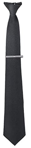 Cravate Noire pour Hommes 20 Pouces Couleur Unie Pince à Pince Cravate Pré Cravate pour Mariage Bureau Uniforme Scolaire Pince a Cravate Homme