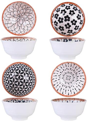 Bols Petit Dejeuner,Petit Bol Ceramique,Céramique Bowls de Céréale,Lot de 4 Bol à soupe,Ensemble de Bols céréales,pour Céréales,Soupe,Salade,Snack -12cm de Diamètre