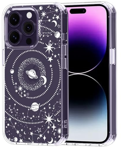MOSNOVO für iPhone 14 Pro Hülle – Durchsichtige, schlanke, stoßfeste TPU+PC-Handyhülle, [6,6 Fuß Fallschutz/Anti-Abziehen] - Galaxie