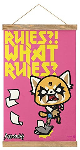 Aggretsuko Magnetische Schriftrolle Anime Aggretsuko Kleiderbügel Poster DIY Wand Stoff Dekor Hängende Gemälde Rahmen Kit Halter für Wohnzimmer