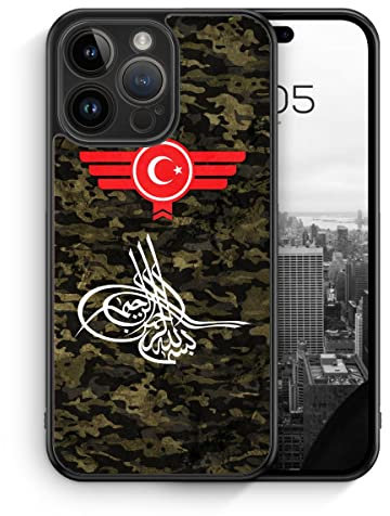 MUNIQASE Osmanli Tugrasi Türkiye Türkei Camouflage - Silikon Hülle für iPhone 14 Pro Max - Militär Camouflage Türkische Schutzhülle Handyhülle Case Cover