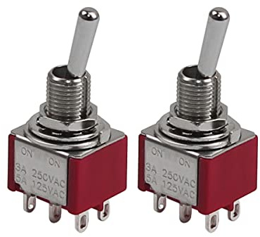 FLEOR 2-Wege Design AC 120V 5A Zweipoliger Wechsler Ein/Ein 2P Kippschalter Rot 2ST