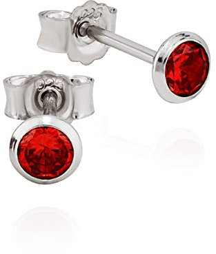 NKlaus Paire de clous d'oreilles calice en argent 925 anti ternissement 4mm zirconium rouge Boucles d'oreilles femmes 11213