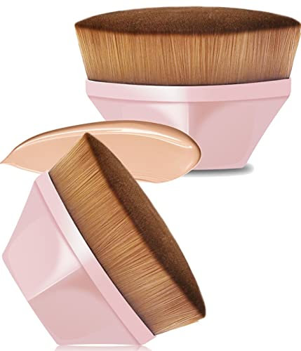 VICKSONGS 2STK Ideal für professionelle Gesichtsbasis-Pinsel, Kabuki-Foundation-Pinsel mit Box [60 g/weich & leicht], Pinselbasis, professioneller Kabuki-Brush, flüssiger Make-up-Pinsel (rosa)