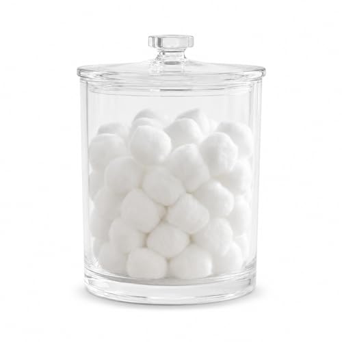 ForPro Professional Collection Acrylic Apothecary Jar with Lid, 60 Oz Storage Container for Bathroom, Kitchen and Office, 7.75 x 5
