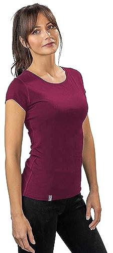 ALPIN LOACKER Merino Shirt Damen Kurzarm und Poloshirt I atmungsaktives Funktionsshirt schnelltrocknend für Sport und Wandern I Merinowolle Tshirt und Thermooberteil, Berry L