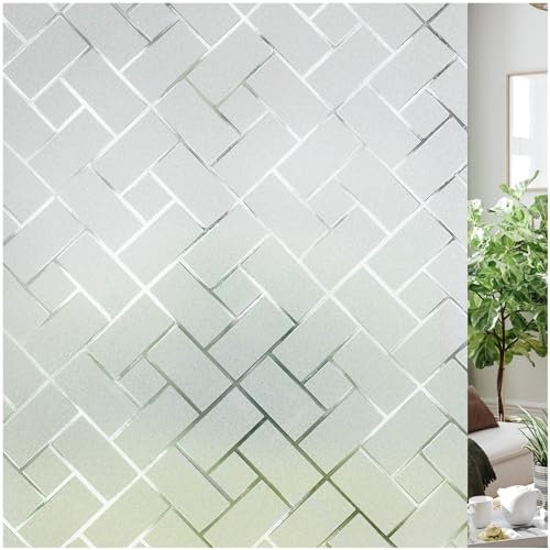 Lifetree Fensterfolie Sichtschutzfolie Fenster Folie Sichtschutz Selbsthaftend Blickdicht Motiv Klebefolie Milchglasfolie Scheibenfolie für Bad Duschkabine Glastüren Badfenster 44.5x300cm